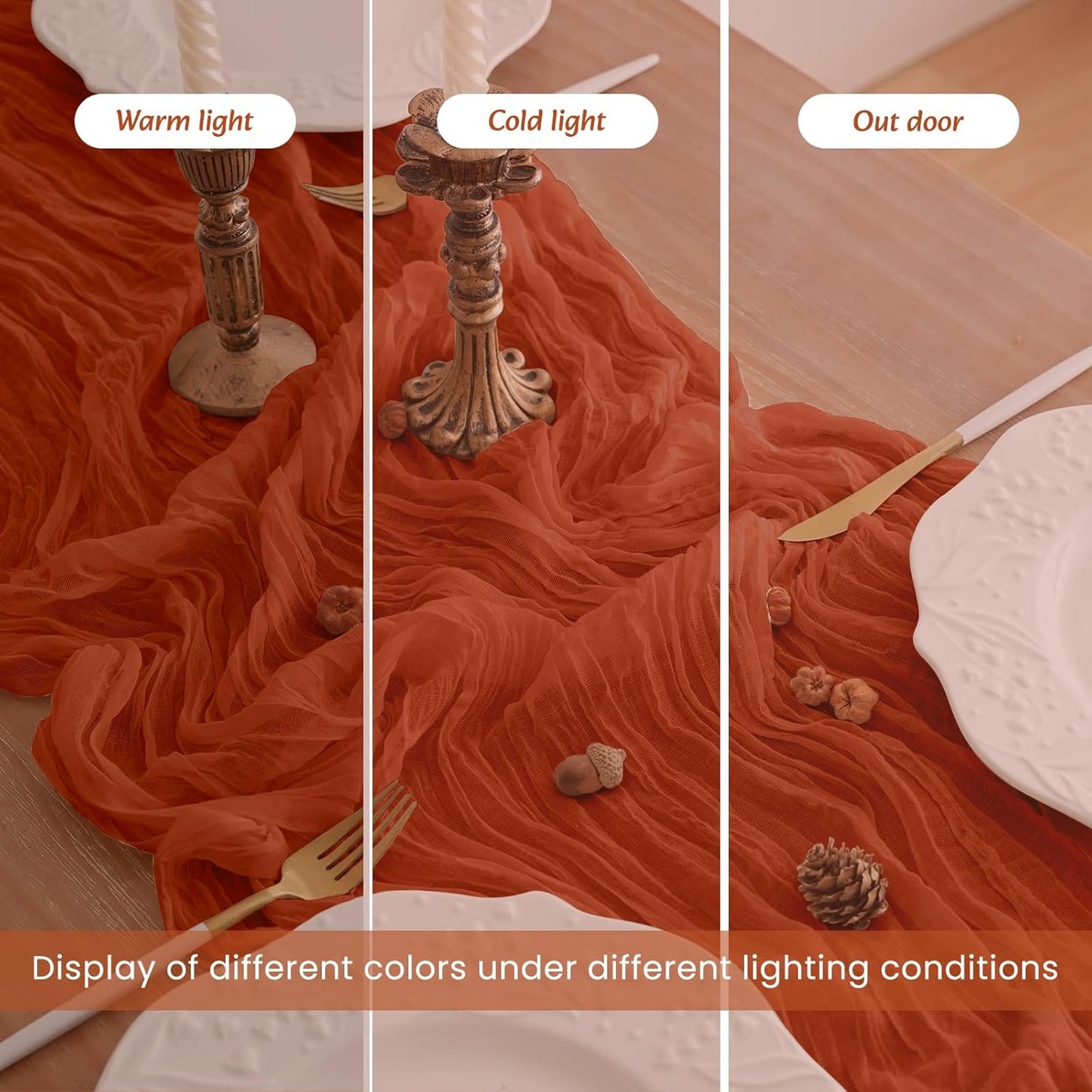 16Pack Terracotta Table Runner 10FT Cheesecloth Table Runner 35x120Inch Long Boho Cheese Cloth Table Runners Rustic Gauze Fall Table Runners for Party Wedding Bridal Shower Baby Shower Decorations