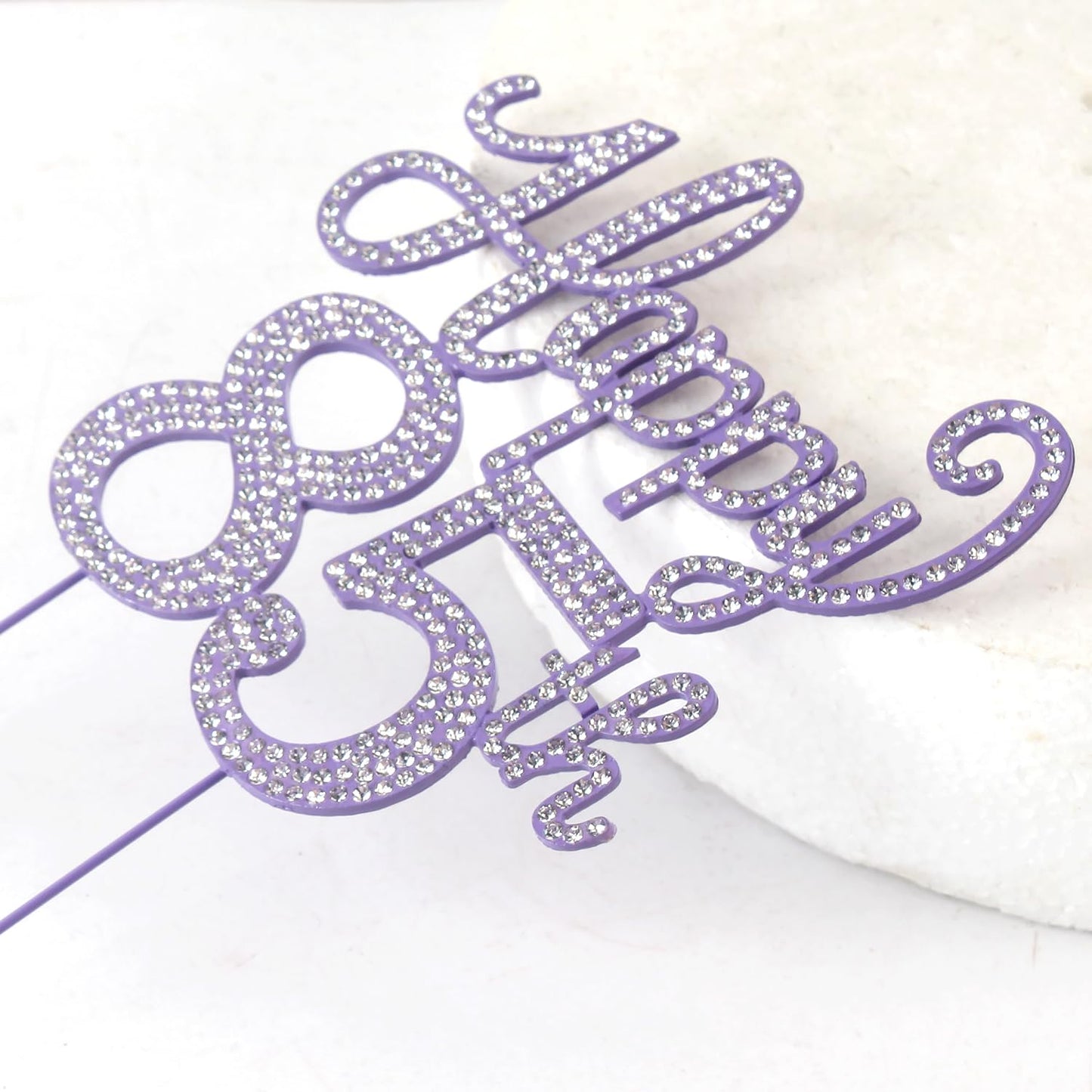 LASKYER Happy 85th Birthday Purple Rhinestone Cake Topper - 85th Birthday/Anniversary,Cheers to 85 Years Old Bday Party Metal Sparkly Centerpieces Decorations.