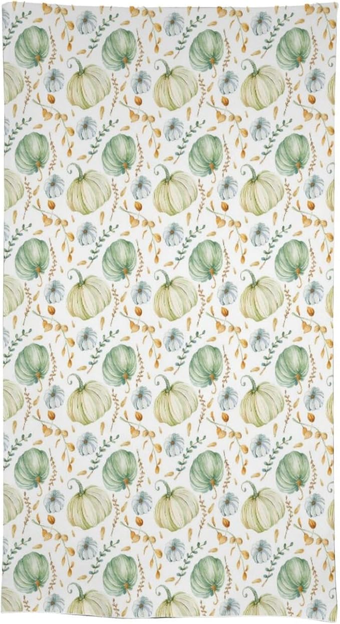 YCness Fall Tablecloth, Thanksgiving Autumn Harvest Watercolor Blue Green Pumpkin Orange Leaf Table Cover for Party Picnic Dinner 60x110 Inch Rectangle