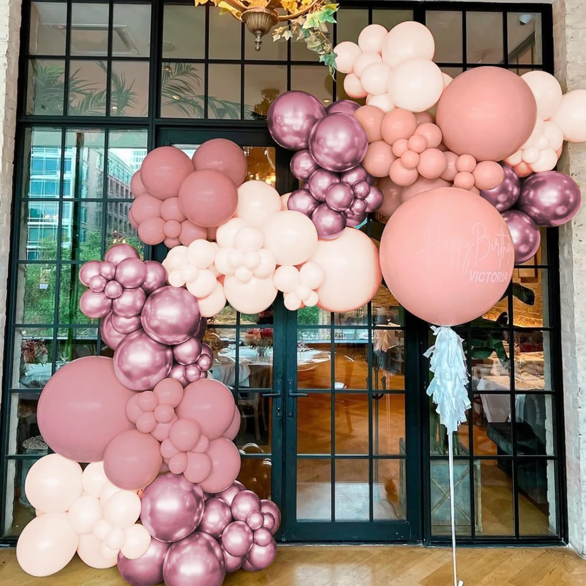 Pink Balloon Garland Arch Kit, 160Pcs Pastel Dusty Nude Metallic Pink Balloons for Birthday Princess Wedding Bridal Baby Shower Party Decorations