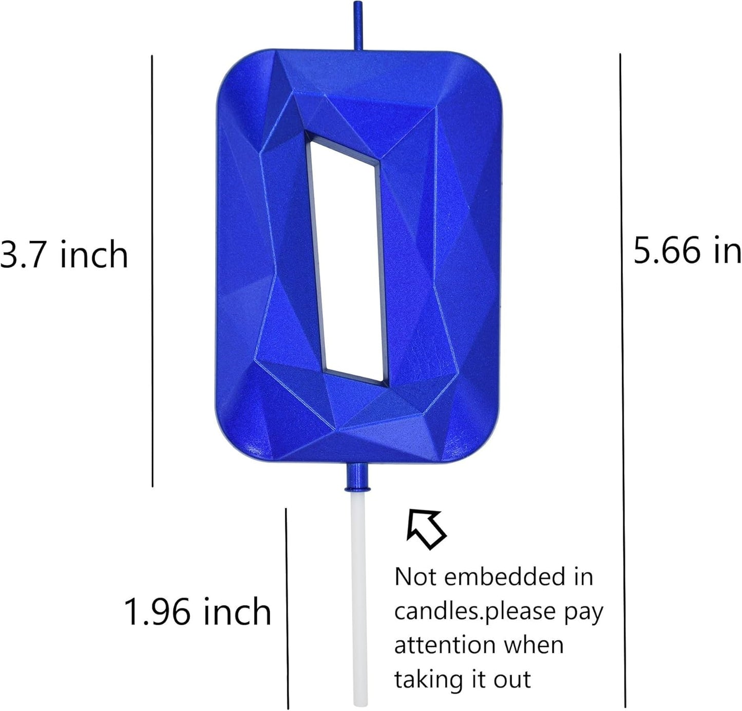 DERVENTA Large Birthday Candle Number 3D Blue 3.7 inch Party Celebration Anniversary Decoration Cake Topper 1 Piece (Number 0 Blue)