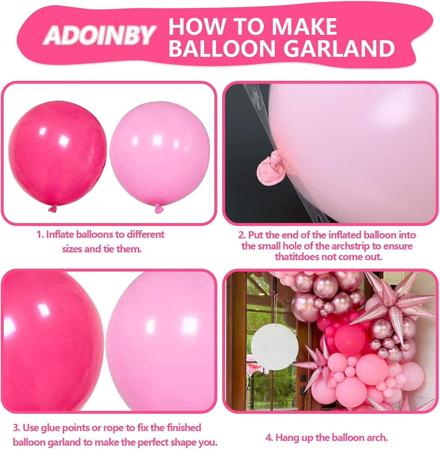 Pink Balloons Arch Kit, 160Pcs Hot Pink Balloon Garland Kit Metallic Rose Gold Confetti Balloons for Birthday, Wedding, Princess Theme, Engagements, Baby Shower, Anniversary Party Decoration