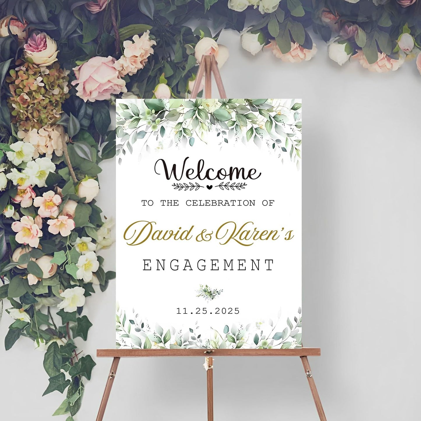 Engagement Party Signs, Engaged Banners And Signs, Engagement Welcome Sign, Engagement Party Decorations, Greenery, Engagement Party Gifts For Couples