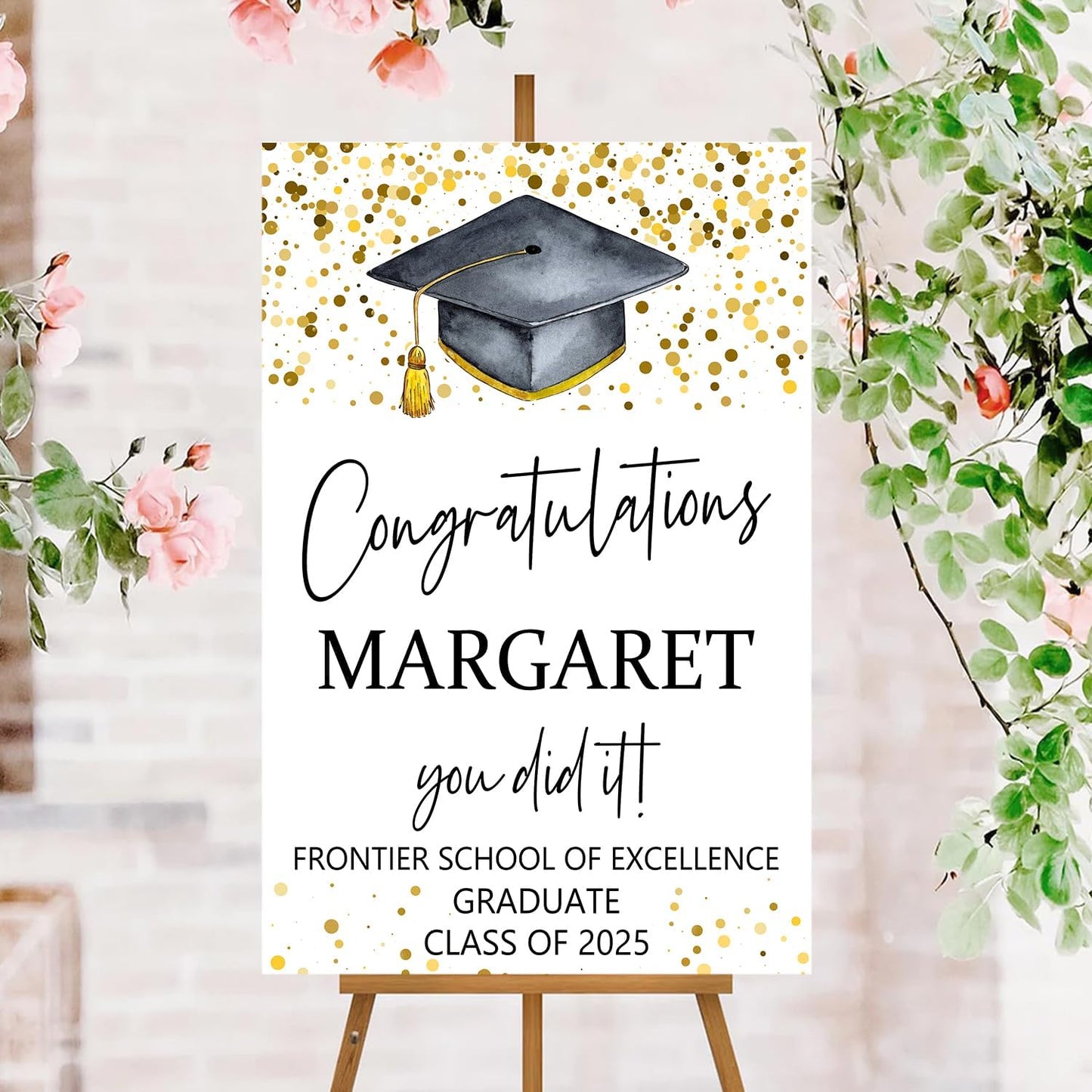 Graduation Sign, Class of 2025, Personalized with Photo, 12"x18", Plastic, Modern Style