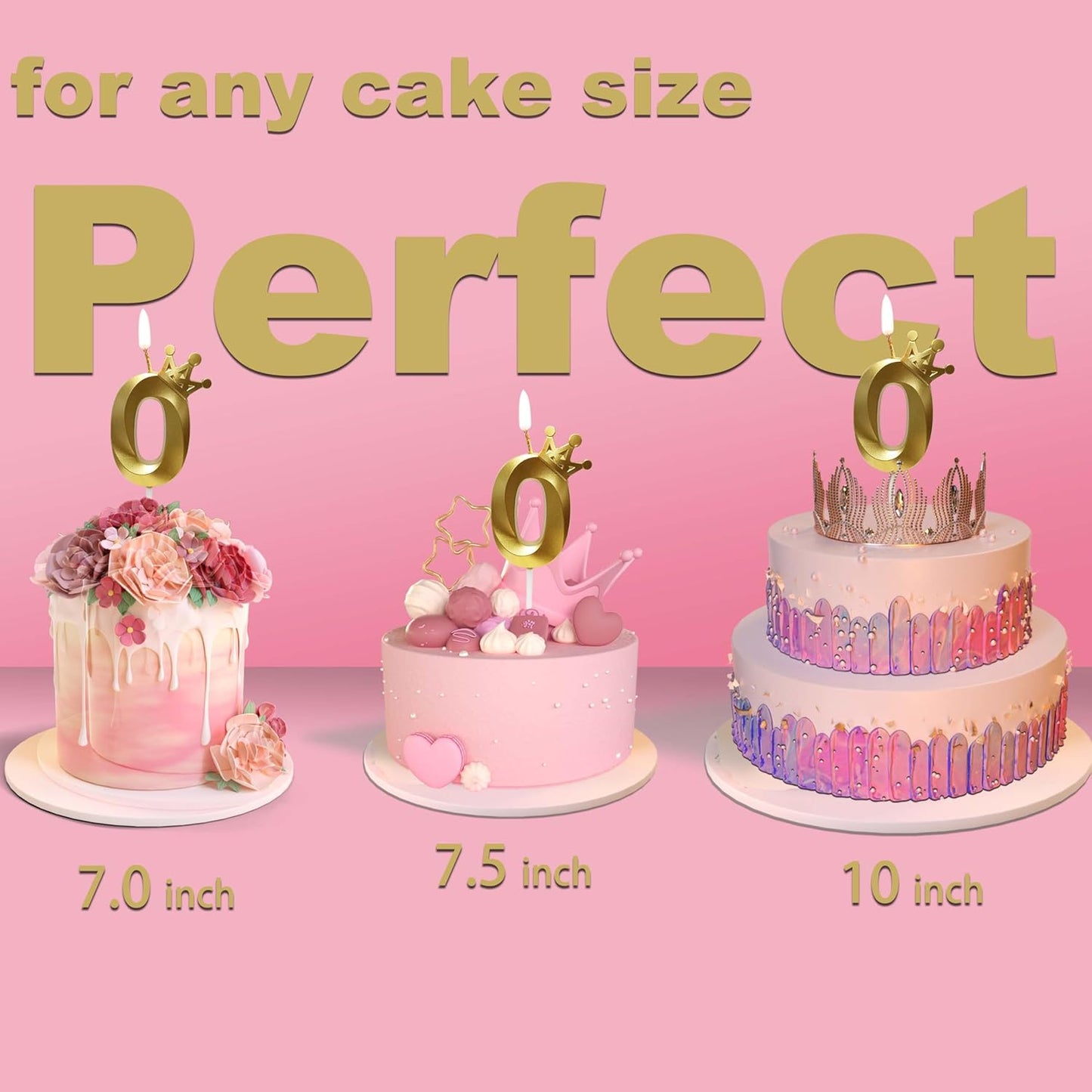The Number 0 Gold Birthday Candles for Cake is Beautiful Number Candles for Birthday Decorations for Boys and Girls (Gold,0)
