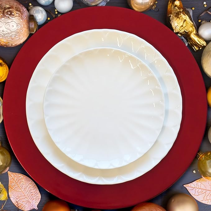 Red Charger Plates, Set of 6 Serving Charger Plate for Dinner Table, Wedding, Events Plate Chargers - 13 Inch
