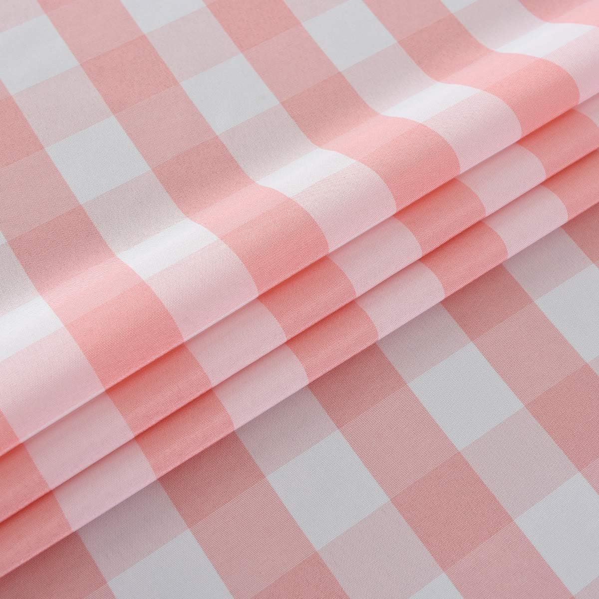maxmill Square Checkered Tablecloth Water Resistance Antiwrinkle Spillproof Heavy Weight Gingham Table Cloth Buffalo Plaid for Buffet Banquet Parties Event Holiday Dinner 70 x 70 Inch Pink and White