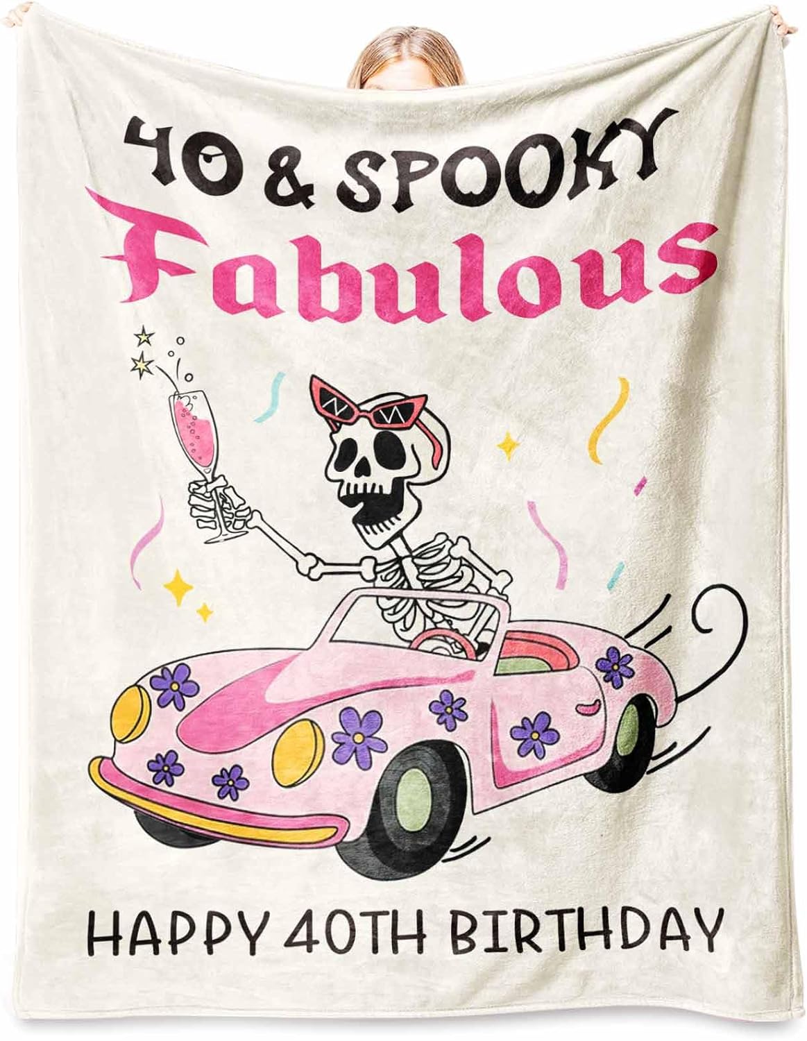 Funny 40th Birthday Gifts Women, Flannel Soft Blanket Decorations, Happy 40 Years Old Birthday Gifts for Women Baskets, Fabulous Turning 40 Gift for Woman, 50x60 inches