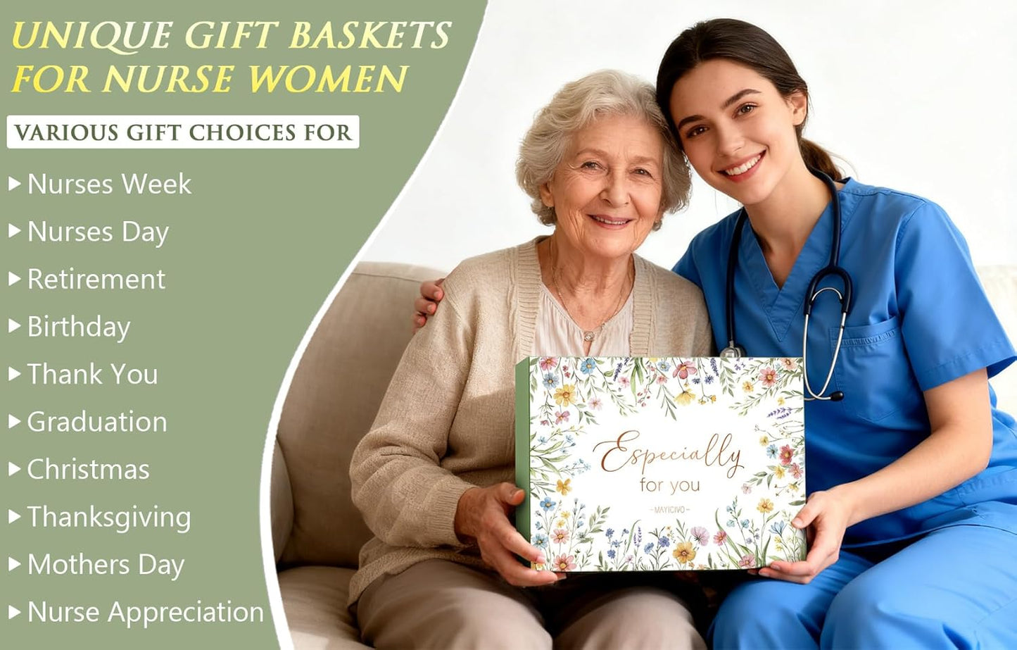 MAYICIVO Christmas Nurse Gifts for Women Female, RN Gifts for Nurses Week, Nicu Nurse Practitioner School Nurses Appreciation Graduation Gift for Nursing Students Gift Baskets with Canvas Tote Bag