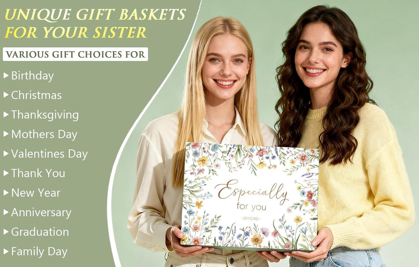 Best Sisters Gifts from Sister, Christmas Gifts for Sisters Birthday Gift from Brother, Funny Sister-in-Law Unique Soul Sis Gift Basket for Best Friends with Canvas Tote Bag 16Oz Can Glass Cup