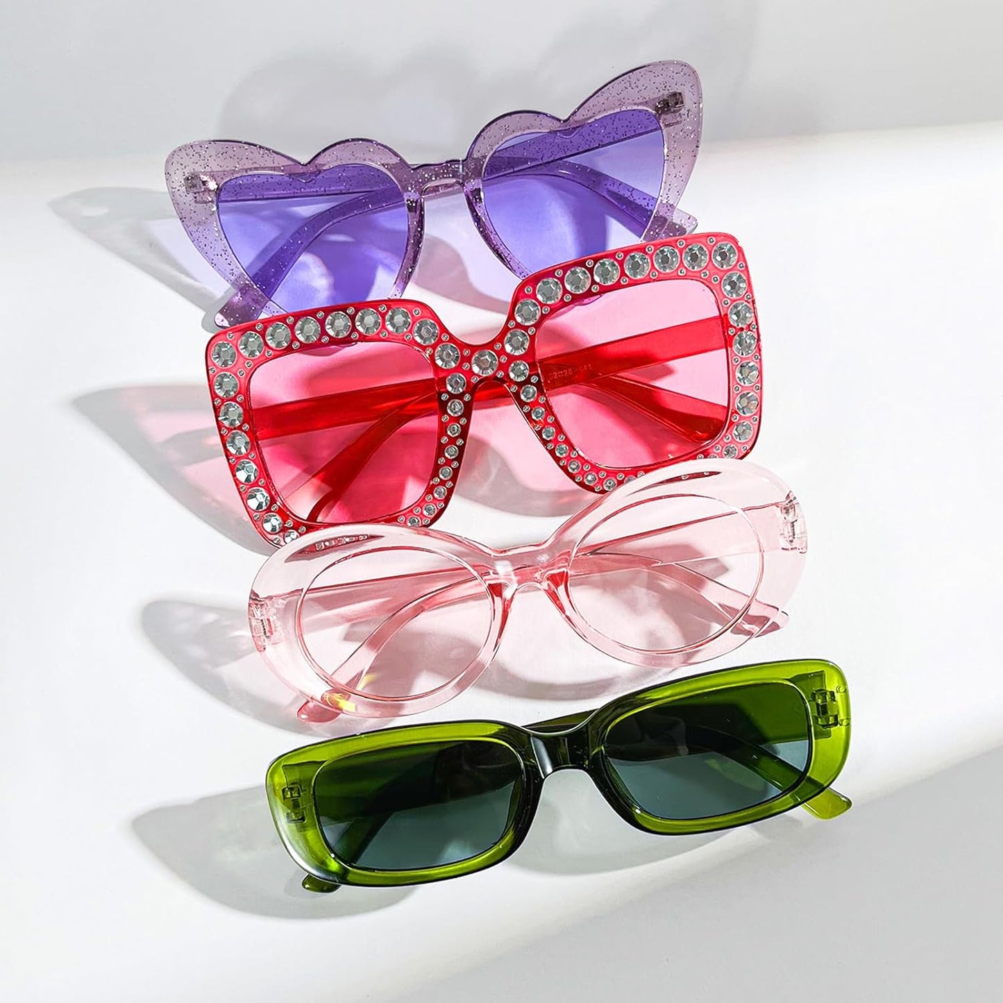 8 Mixed Style Party Sunglasses Retro Colored Party Favors Bulk Classic Costume Glasses for Women