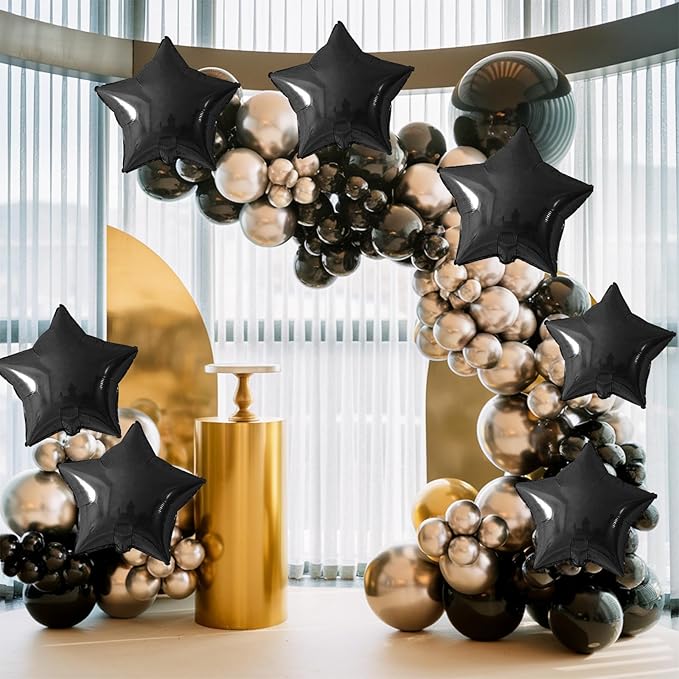 Biapian Black Star Foil Balloons, 10PCS Black Foil Stars Shape Balloons, 18 Inch Stars Balloon for Helium Pentagram Balloon for Birthday, Anniversary, Graduation, Halloween Party Decoration