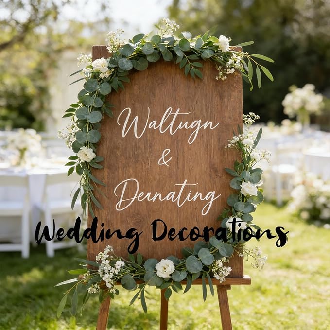 Greentime 4 Pack Artificial Eucalyptus Garland Plant Faux Eucalyptus Leaves Hanging Vines Greenery Garland for Wedding Backdrop Home Indoor Outdoor Table Arch Wall Decoration