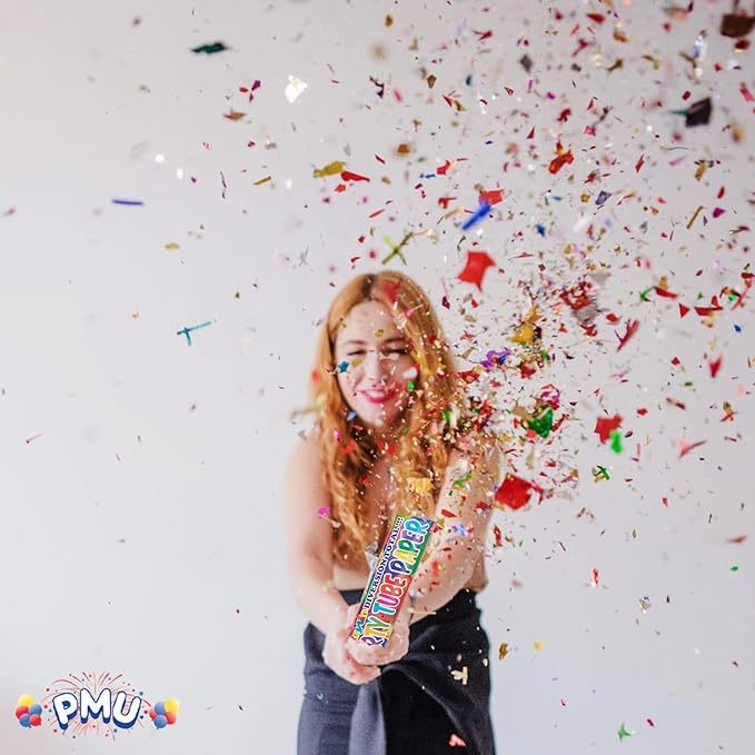 PMU Cannons Party Poppers - Confetti Blaster for Drive-by Birthdays-Celebrations, Graduation, Wedding, Christmas, New Year’s Eve - Party Poppers Confetti Shooters - 12 inch, Pkg/3
