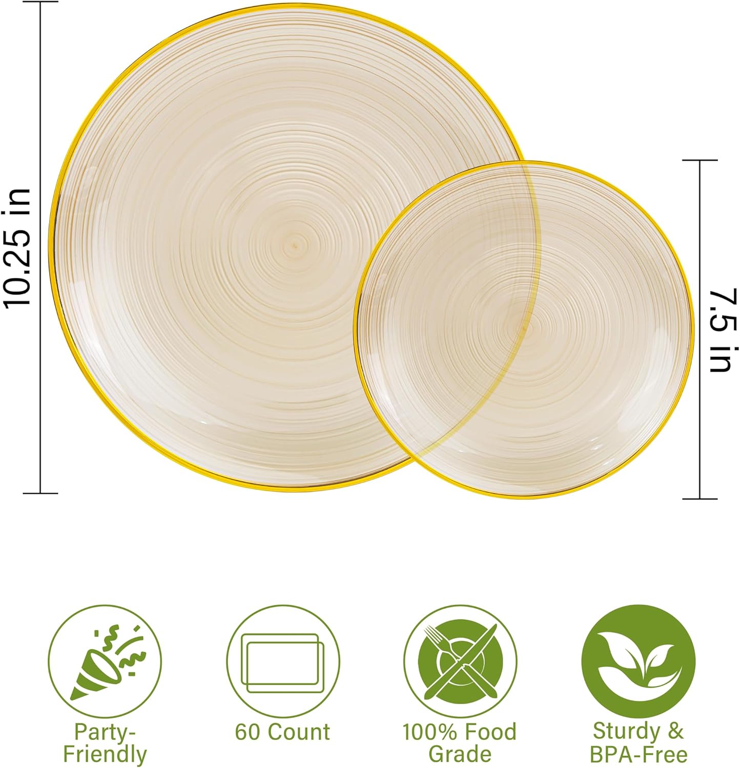 Morejoy 350PCS Clear Brown Plastic Plates - Disposable Gold Party Plates & Pre Rolled Napkins with Cutlery for 50 Guests, 100Plates, 150Silverware, 50Cups, 50Napkin for Party & Thanksgiving