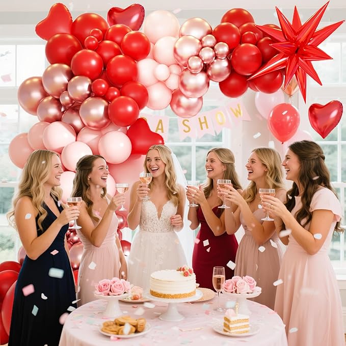 KARLURE Pink Red Balloon Garland Arch Kit with Heart Balloons for Mother Day Decorations Baby Shower Bridal Shower Wedding Proposal Party Birthday Party Galentines Party Special Night Decorations