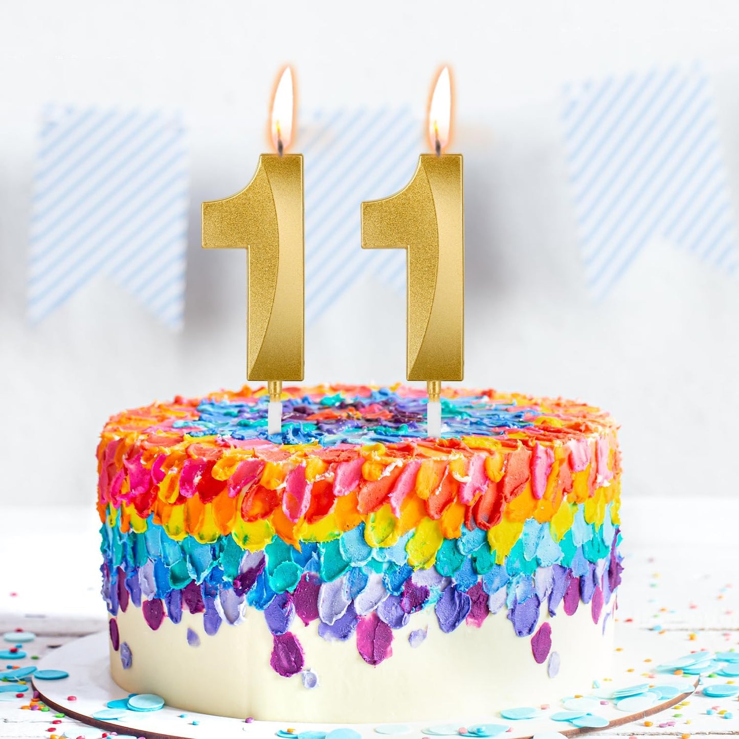 Birthday Candles, 1.96 Inch Number 11 Happy Birthday Candles, Number Candles Decoration for Birthday Party and Anniversary Celebration(Champagne Gold)