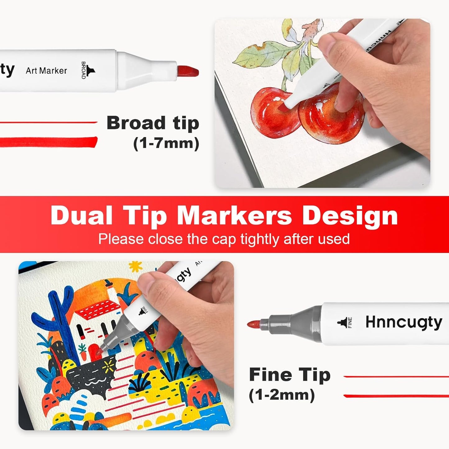 Alcohol Markers 60 Colors, Dual Tips Coloring Art Markers Set with Case & Holders, Chisel & Fine Artist Sketch Pens Art Supplies for Kids Adult Coloring Books, Drawing, Painting, Sketching