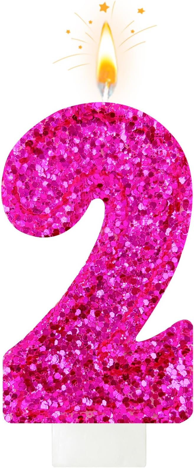 Zailo Birthday Number Candles, Glitter Number Candle Cake Decorations with Sequins, Cupcake Decorations for Girls, Women, Party Anniversary Celebrations (Number 2, Bright red)