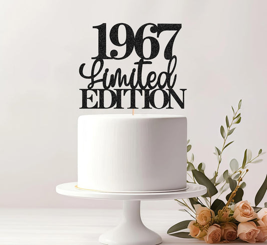 Limited EDITION 1967 Cake Topper - Black Glitter Happy 58th Birthday Party Cake Decoration Supplies, Cheer to 58 Years Cake Bunting Decor for 58th Birthday Party Photo Booth Props