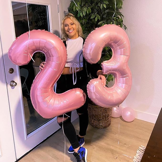 Pearlescent Pink 8 Balloon, Number Balloons 40 Inch, 8th Birthday Decorations for Girls, Birthday Balloons, Pastel Pink Party Supplies, Number 8 Balloon