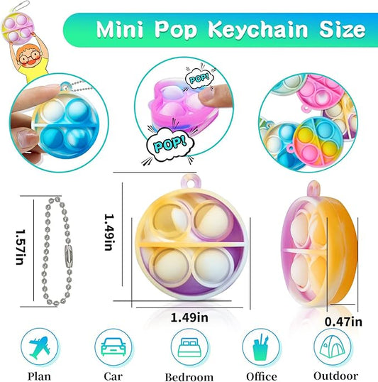 ONKULL Pop Fidget Keychain 30 Pack ,Mini Fidget Toys Bulk ,Sensory Toys for Kids ,Party Favors for Kids 4-8,8-12 Year ,Back to School Gifts for Classroom ,Valentines Goodie Bags Stuffers