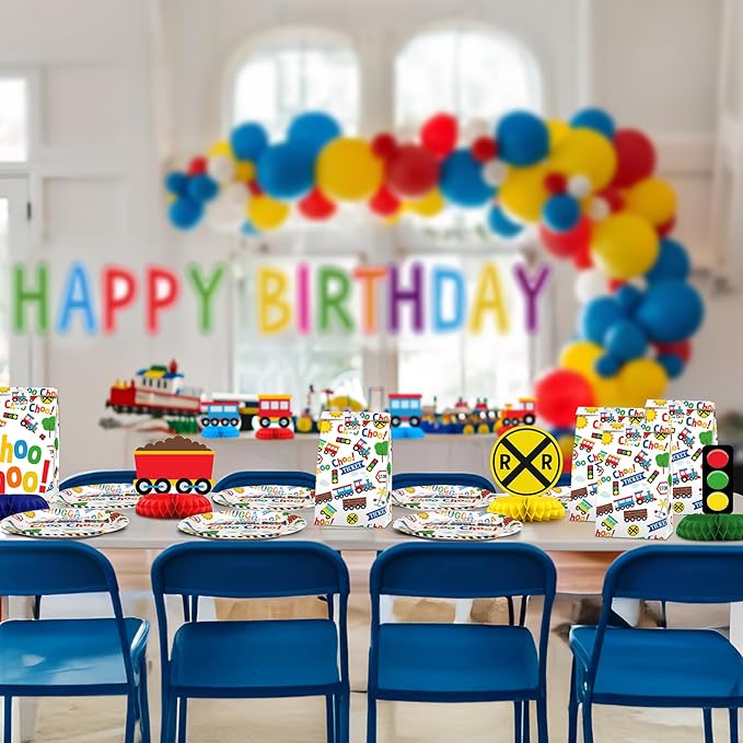 Train Party Decorations - Train Party Plates and Napkins for Kids, Serves 40 Guests