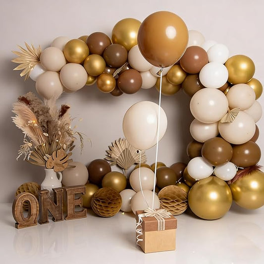 Brown Sand White Neutral Balloons, 50pcs 12 inch Retro Apricot Balloons Brown Sand White Gold Confetti Party Balloons For Birthday Engagement Wedding Anniversary Party Decorations