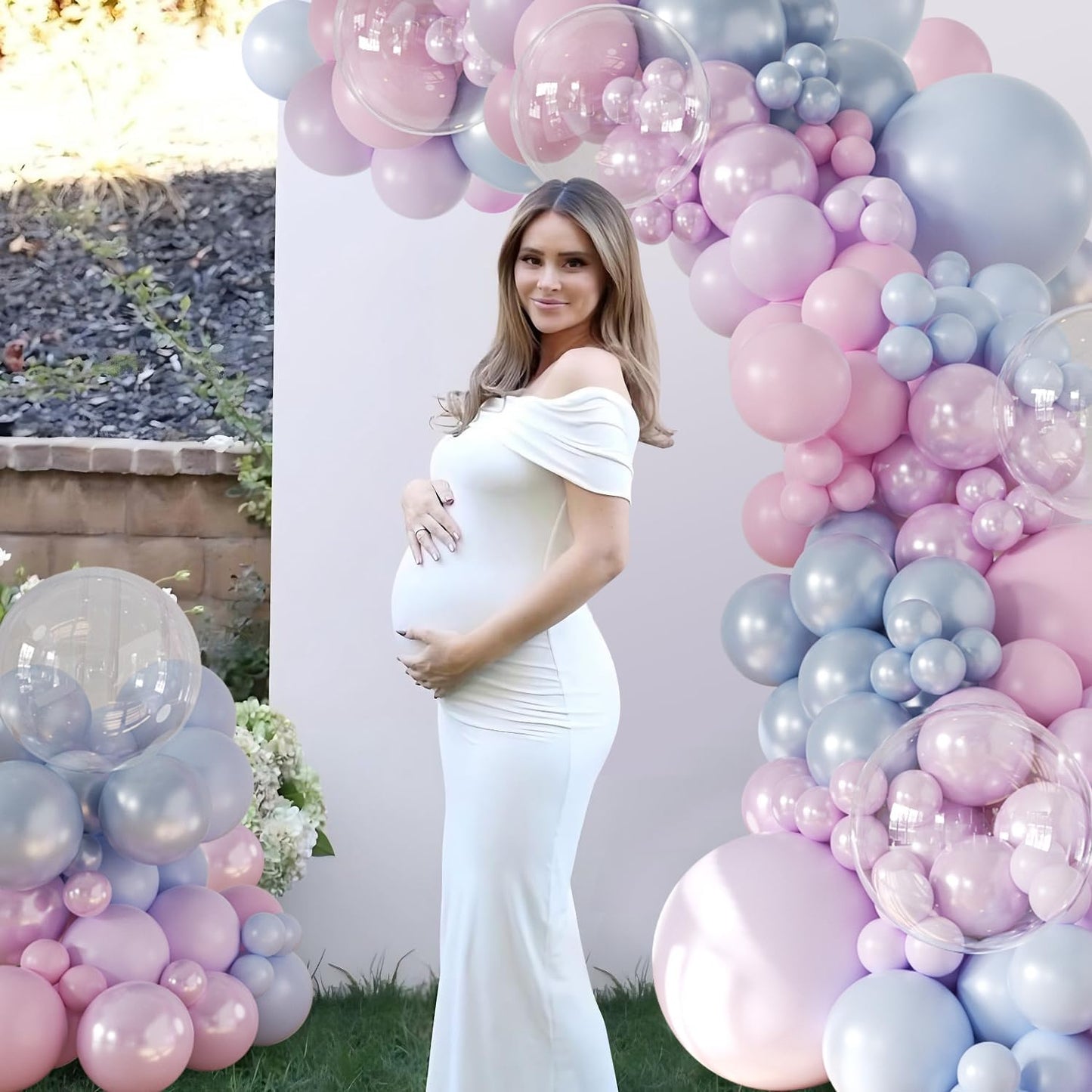Pink Purple Blue Balloon Arch Kit 108Pcs Double Stuffed Pearl Blue Purple Iridescent Pastel Pink Blue Puple Clear Balloons for Girls Mermaid Birthday Party Baby Shower Bridal Shower Decorations