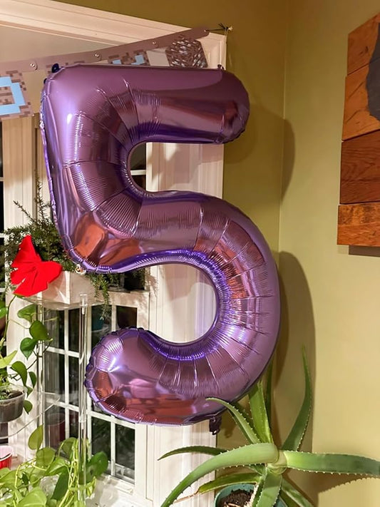 Balloon Numbers 40 Inch 5 Ballon for 5th Birthday Decorations, 15 25 35 50 Big Purple Number Balloons for Wedding Photo Shoot Party Decor