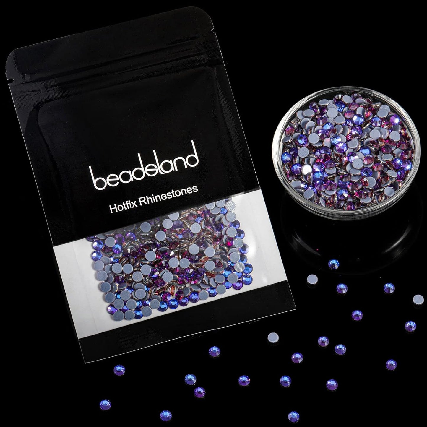 Beadsland Hotfix Rhinestones, 288pcs Flatback Crystal Rhinestones for Crafts Clothes DIY Decorations, Purple Velvet,SS30, 6.3-6.5mm