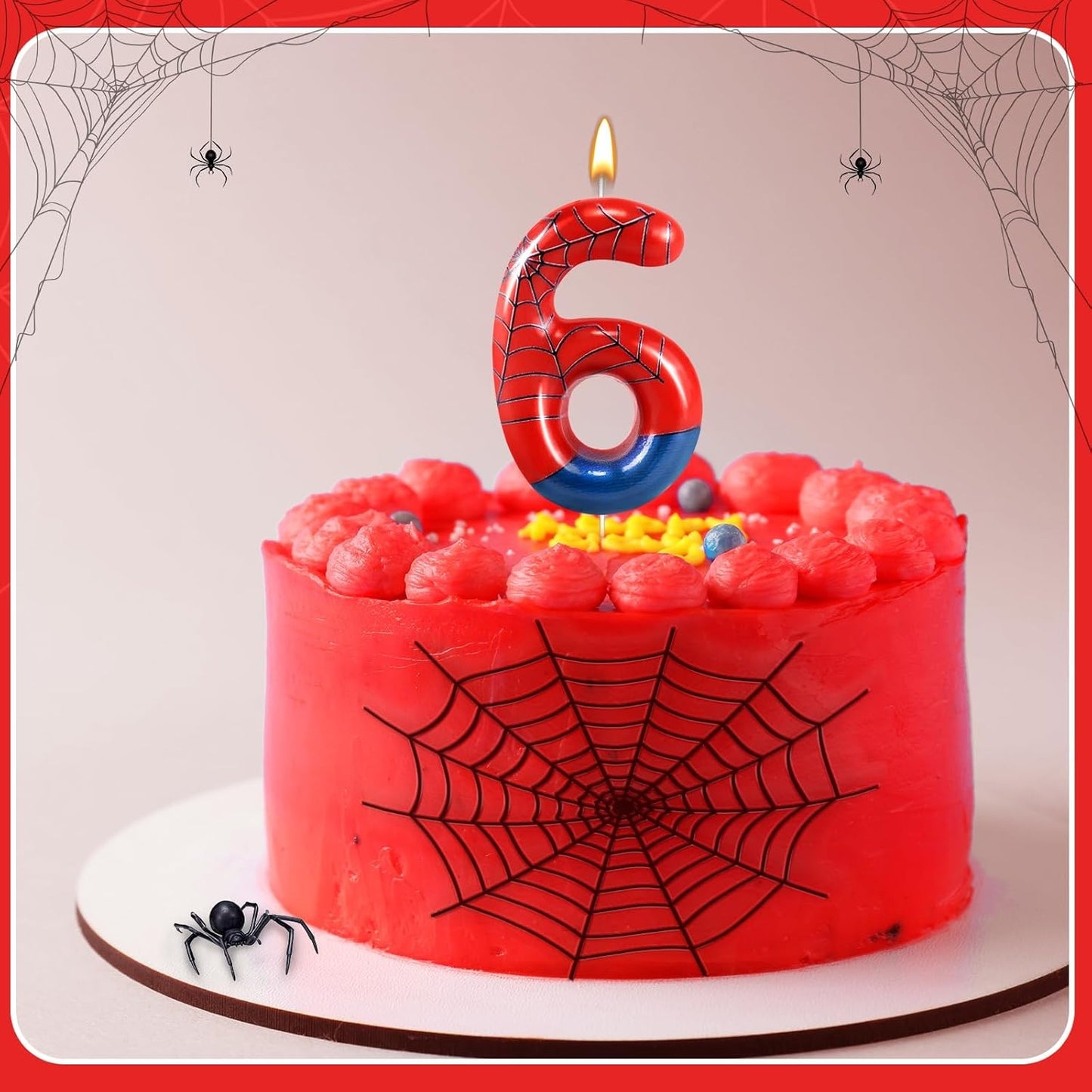 Spider Themed Birthday Candle Number 6 Candle Birthday Cake Candle Party Decoration Cake Topper for Spider Party Decoration Theme Party Supplies (Number 6), ZHX-306
