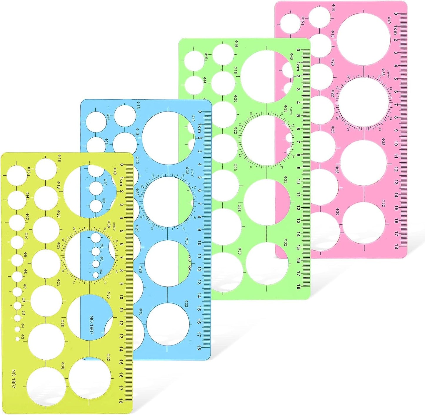 Circle Template for Drawing 4 Pcs Circle Stencils Drafting Tools Set Stencil Maker Rulers,Digital Measuring Templates Rulers for Office, School,Building,Formwork, Drawings