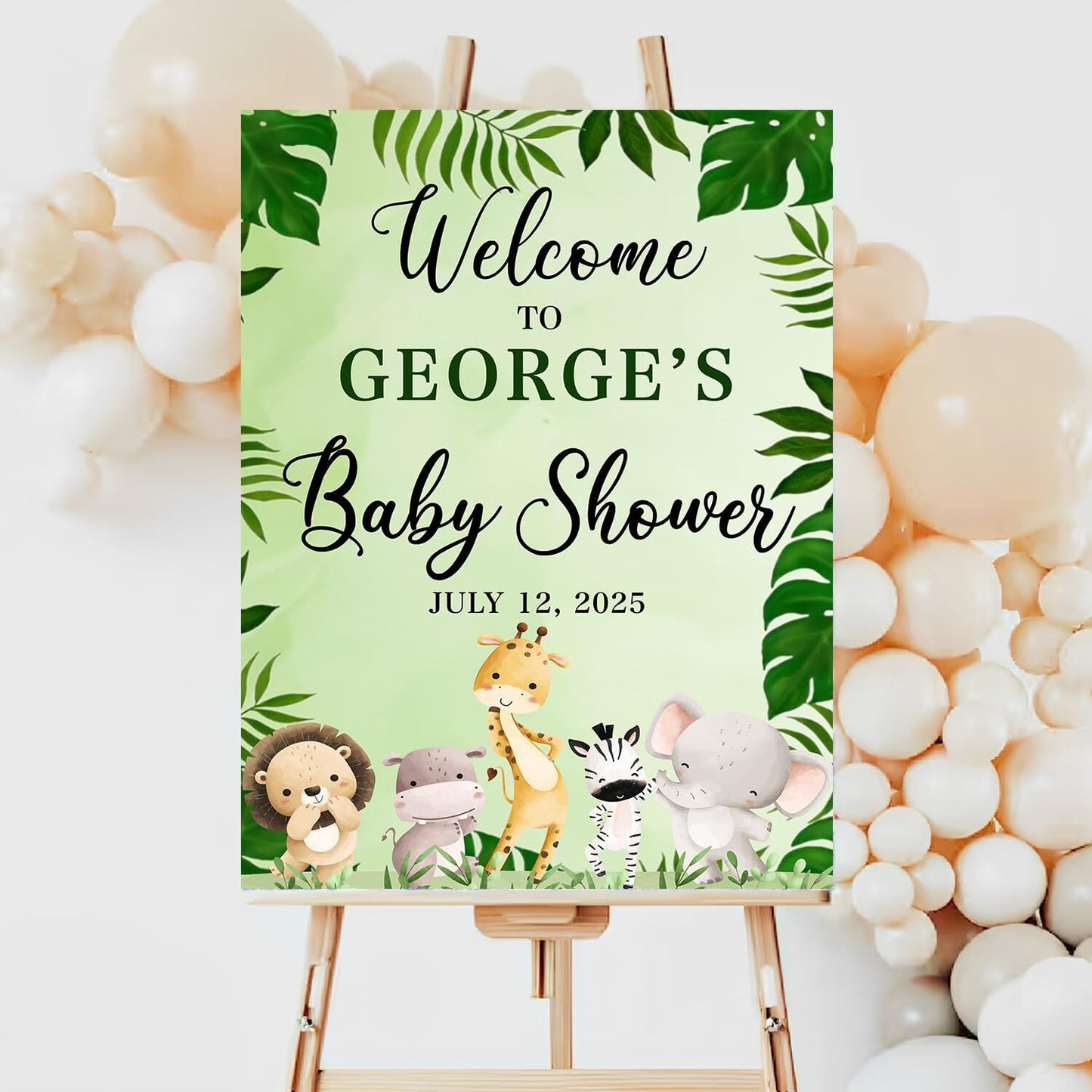 Personalized Baby Shower Sign, Safari Welcome Sign, Safari Jungle 1st Birthday Welcome Sign, Yard Sign for baby, Greenery Baby Shower Decorations, Wildflower Birthday Sign, Birthday Yard Sign For Boy Girl