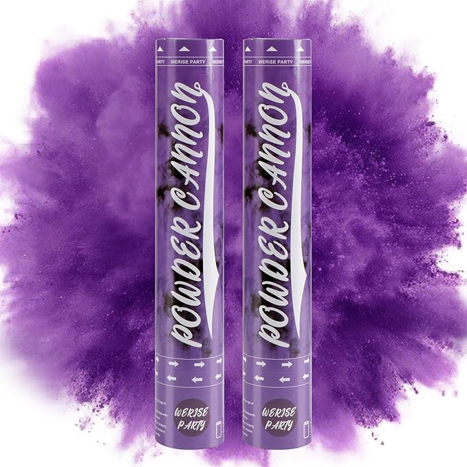 Purple Powder Cannon Popper, WERISE Party Biodegradable Smoke Poppers Cannon 12 Inch Smoke Bombs for Birthday Graduation Celebration and Halloween Party 2 Pack