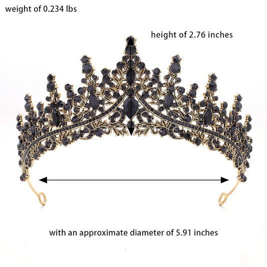 Black Tiara for Women Crystal Queen Crowns Rhinestone Princess Tiaras for Girl Wedding Headband for Bride Hair Accessories for Halloween Costume Birthday Party Prom Mother's Gifts