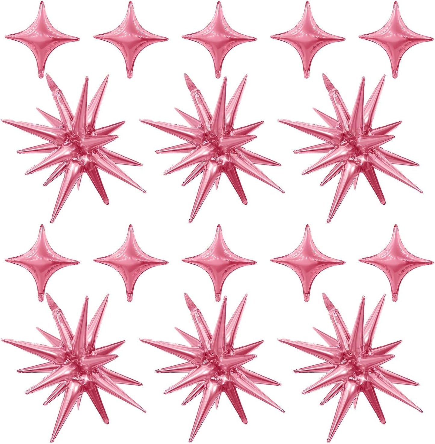Pink Star Balloon,Light Pink 6Pcs 22Inch Explosion Star Balloons and 10Pcs 10Inch Four Angle Balloons Kit for Birthday Anniversary Baby Shower Wedding Party Decorations