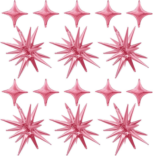 Pink Star Balloon,Light Pink 6Pcs 22Inch Explosion Star Balloons and 10Pcs 10Inch Four Angle Balloons Kit for Birthday Anniversary Baby Shower Wedding Party Decorations