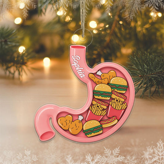 Personalized Human Stomach Anatomy with Fast Food Ornament, Custom Funny Christmas Ornament, Medical Gift, Unique Keepsake Acrylic Ornament – Personalized Christmas Tree