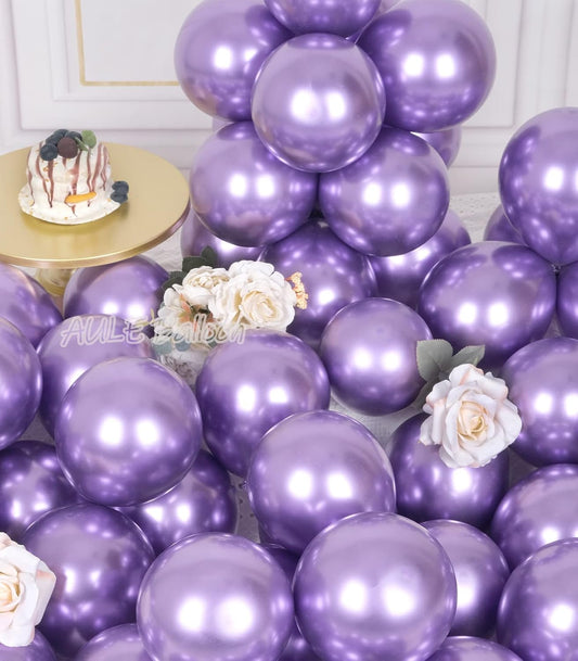 AULE Metallic Purple Balloons 5 inch 50 Pcs Dark Purple Latex Balloons Chrome Helium Shiny Thicken Balloon Perfect Party Decoration for Wedding Birthday Baby Shower Graduation Christmas Carnival