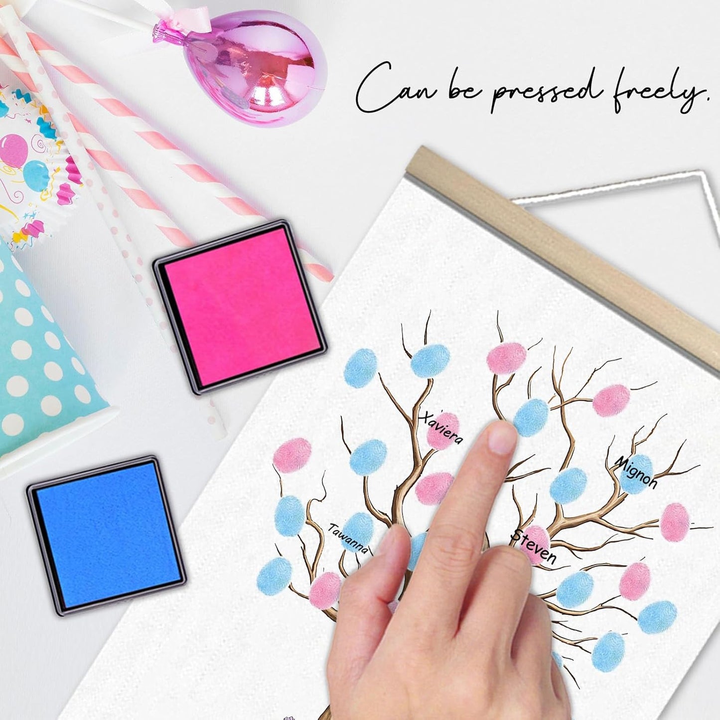 Gender Reveal Fingerprint Tree Canvas Guest Books, Gender Reveal Party Decorations Gifts Ideas, Baby Shower Party Gender Reveal Games for Guests(12x15in)