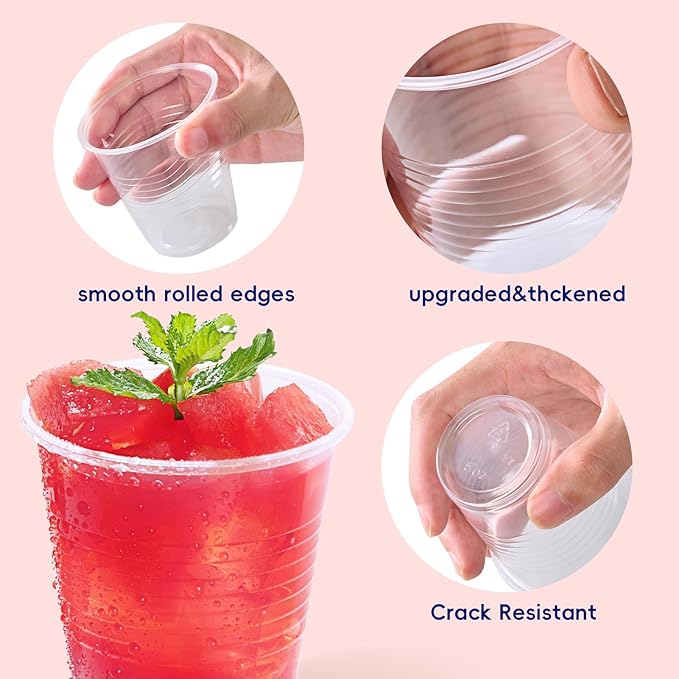 JOLLY CHEF 𝟏𝟐𝟎𝟎 𝐏𝐚𝐜𝐤 5 oz Clear Plastic Cups,5 Ounce Small Disposable Cups for Iced Coffee, Smoothie, Milkshake, Cold Drinks