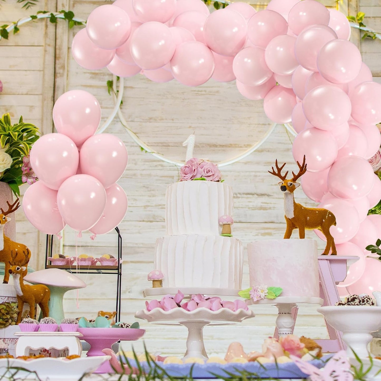 50pcs Pink Balloons, 12inch Light Pastel Pink Balloon for Birthday Party Baby Shower Wedding Anniversary Valentine’s Decoration (With Ribbon & Glue)