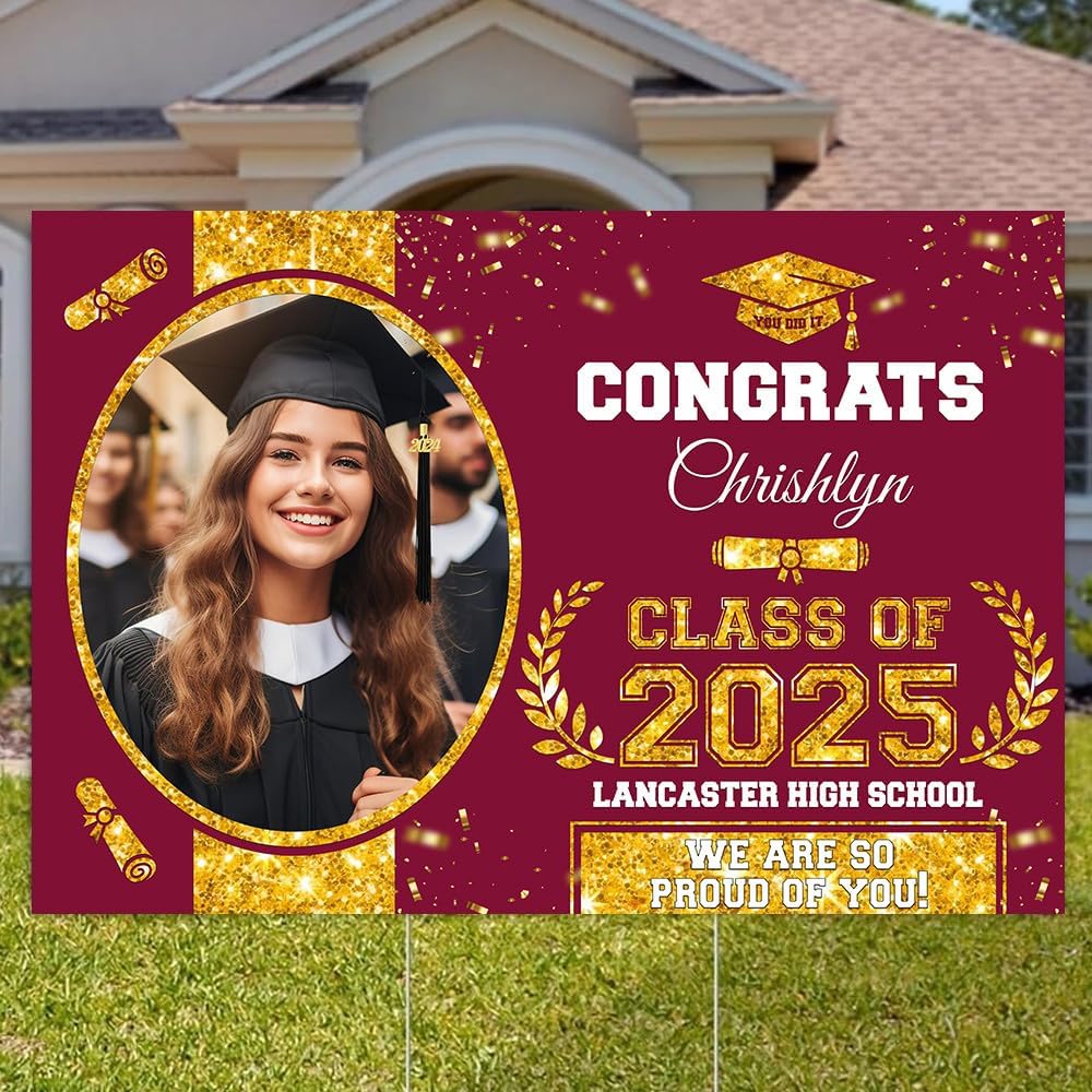 Personalized Graduation Yard Signs, Class of 2025 Sign, Graduation Senior Sign 2025, Graduate Yard Sign, Graduation Decorations Sign, High School Grad, College Graduation Sign #7