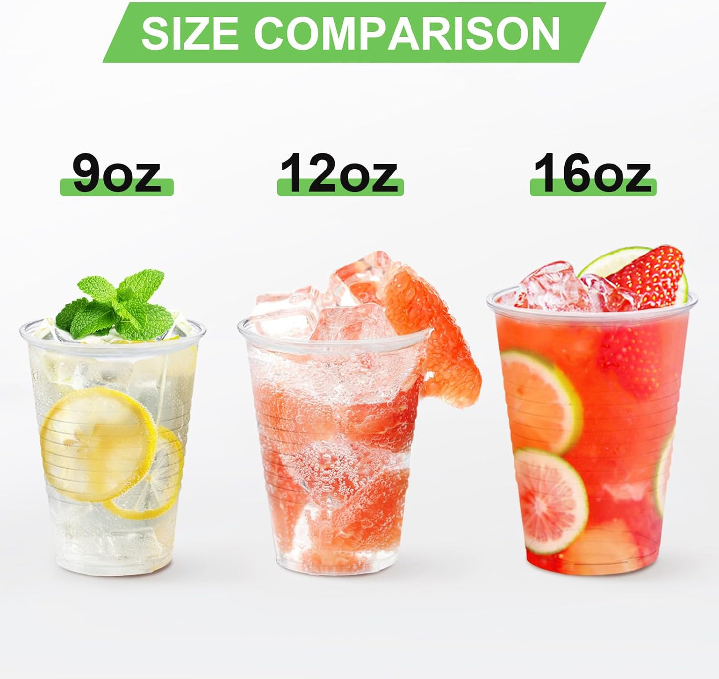 Lamosi 300 Count 16 oz Plastic Cups, Clear Plastic Cups Disposable, Plastic Drinking Cups Bulk for Party, Events