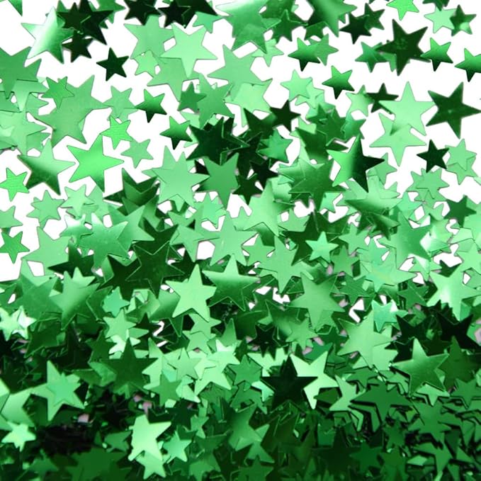 Ruidee 60g Star Confetti Metallic Foil Stars Table Confetti Metallic Foil Stars Sequin for Halloween Birthday Wedding Festival Party DIY(ZX/Green)