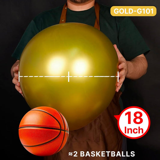 PartyWoo Metallic Gold Balloons 20 pcs 18 Inch Large Big Jumbo Giant Chrome Gold Latex Helium Balloons for Graduation Baby Shower Christmas Wedding New Year Birthday Party Decorations Gold-G101