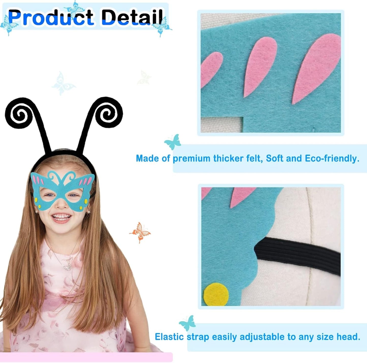 Kids Butterfly-Wings Costume for Girls Fairy-Wings Toddler-Dress-Up Headband-Mask Butterfly Toys Party Favors Gifts