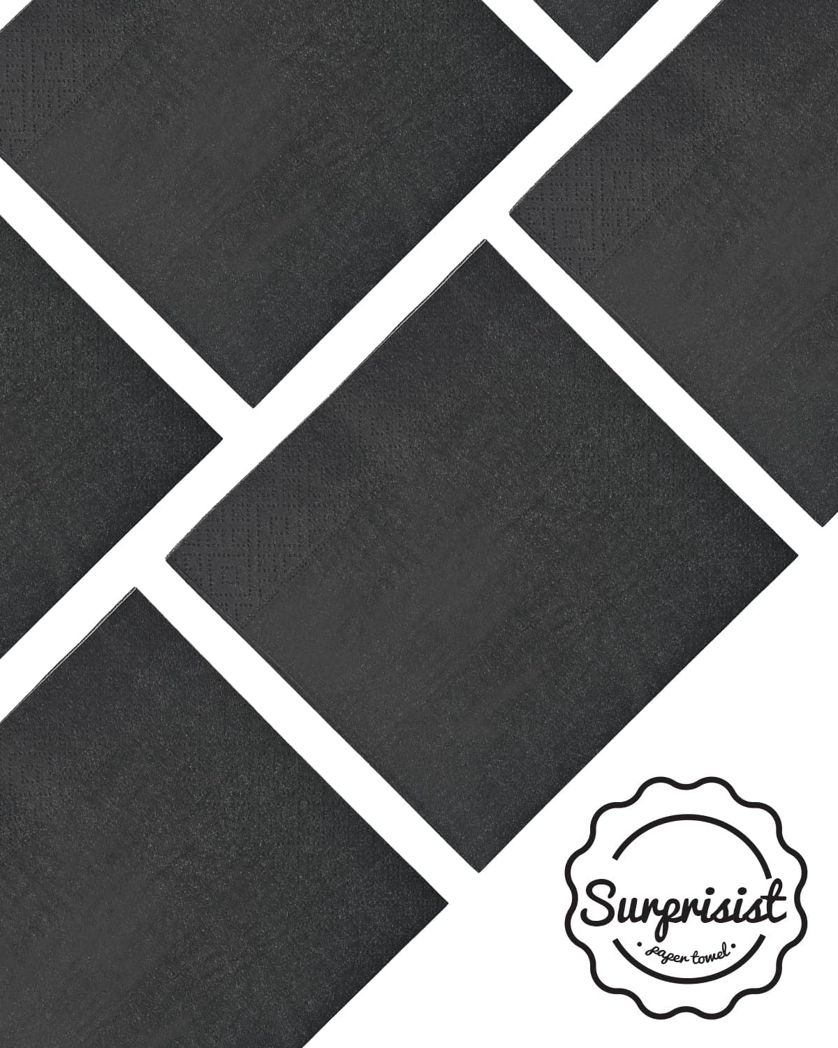 Black Cocktail Napkins 5 * 5inch disposable Beverage Napkin paper for Cocktail, Wedding, Dinner，Birthday Party Dessert Wine Paper Napkins（ 120 Count）