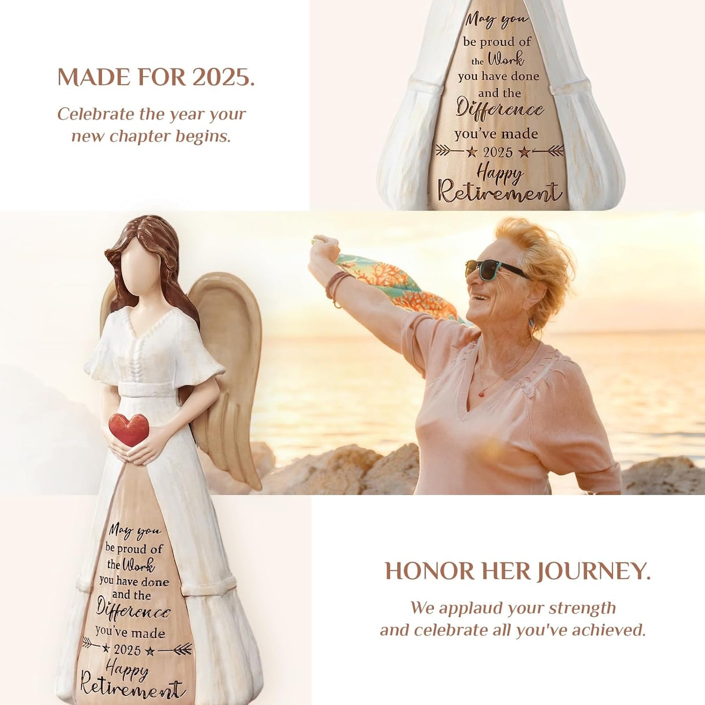 Retirement Gift for Woman 2025: Handcrafted Angel Figurine for Retiring Coworker Teacher Nurse - Meaningful Thank You Farewell Keepsake for New Chapter with Gift Box & Card